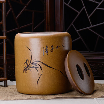 
                                        尊壶 紫砂茶叶罐普洱茶饼罐陶瓷茶缸梅兰竹菊七子饼密封醒茶罐存储茶罐 兰                