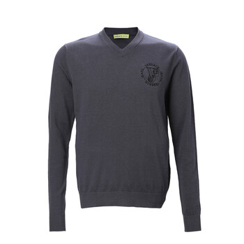 jeans范思哲 男士灰色针织衫 v领毛衣时尚b5gla813 56632 804暗蓝 xl