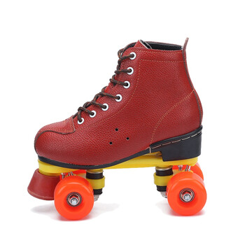 溜冰鞋双排轮滑冰鞋四轮滑冰鞋男女轮滑鞋初学溜冰场 w 红色pu轮 43