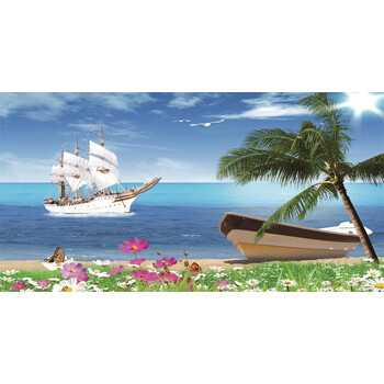 餐厅挂画客厅装饰画单幅 卧室无框画风景画海景壁画沙滩椰树墙画sn