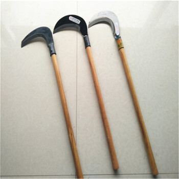 农用镰刀大镰刀割草刀长柄镰刀割草镰刀 农具除草镰刀锯齿镰刀 带柄田