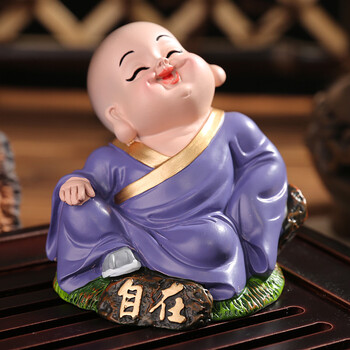 禅意书房办公室桌面q版小沙弥小和尚摆件创意送男女朋友生日礼物 自在