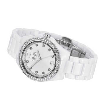 > 蔻驰(coach)时尚优雅白色可爱女士手表 高端大气陶瓷石英表