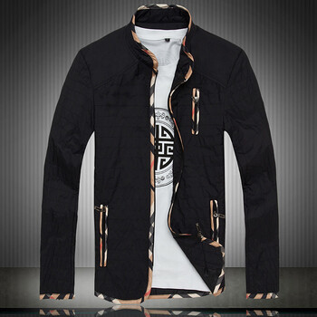 海霸2015服饰加大码夹克外套男韩版立领拼接大号外套胖人加肥加大码