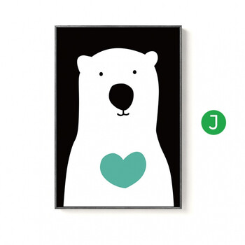 熊孩子 儿童卧室装饰画北欧卡通客厅沙发背景墙挂画动物动漫壁画 j款