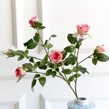 极乐仿真花玫瑰花束单枝客厅假花摆件花卉绢花插花清新花艺装饰品 玫