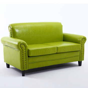 复古双人皮艺沙发三人皮沙发服装店沙发酒吧咖啡厅沙发卡座pu 果绿色