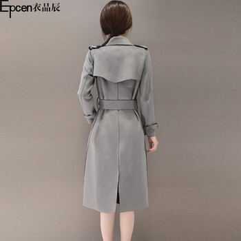 衣品辰（Epcen）2015冬装女装新款中长款修身显瘦风衣外套DSD1802 灰色 M