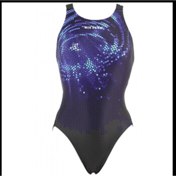 嘀威尼(diweini) 泳衣连体女 三角运动比赛显瘦修身印花游泳衣训练款