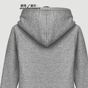 2016新款韩版女装卫衣 秋冬装加绒加厚保暖中长款女士修身显瘦卫衣外套 灰色 L