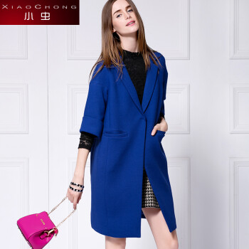 
                                        小虫秋季女装优雅加厚中袖时尚实穿中长款蓝色外套女 蓝色 XS                
