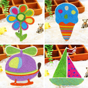 儿童纸绳画幼儿手工diy材料包立体贴画玩具幼儿园学校纸绳粘贴画 天易