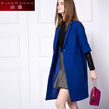 
                                        小虫秋季女装优雅加厚中袖时尚实穿中长款蓝色外套女 蓝色 XS                