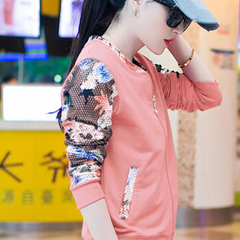 乐凡天成2015秋季新款休闲长袖两件套卫衣运动服598 T 粉红色 XXL