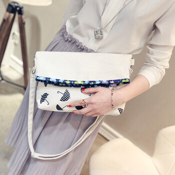 斜挎包包女包单肩2017新款潮简约百搭韩版原宿风学生秋冬季 白色雨伞