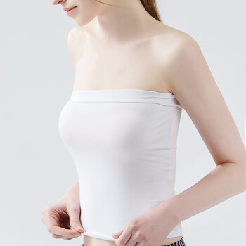 春夏无肩带莫代尔抹胸弹力紧身无带抹胸内衣女士裹胸 白色 长款 xxl