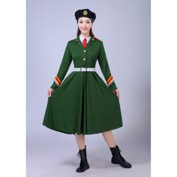 新款迷彩服演出服裝軍裝女款迷彩裙舞臺廣場舞演出服表演服 綠色 xl