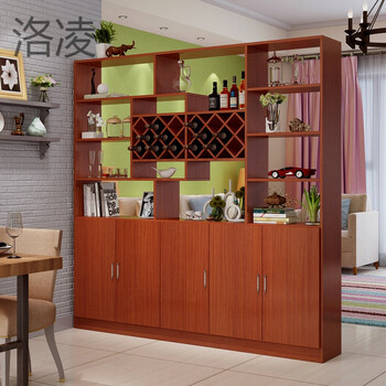 隔断酒柜鞋柜门厅间厅柜双面屏风简约现代展示装饰柜子 高端五门柚木