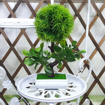果林轩迎客松仿真植物假花球盆栽摆件小盆景套装室内客厅绿植装饰品