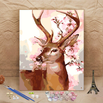 银色 163鹿4 50*65厚框/彩色画板 黑色外框 亚麻画布 丙烯