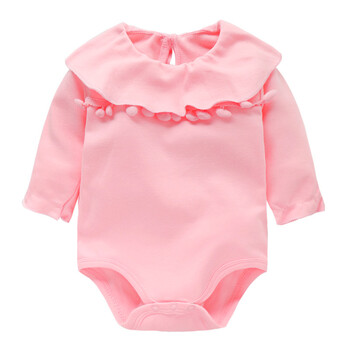 婴儿连体衣服长袖三角哈衣女春秋装宝宝新生儿包屁衣公主服 y1363粉色