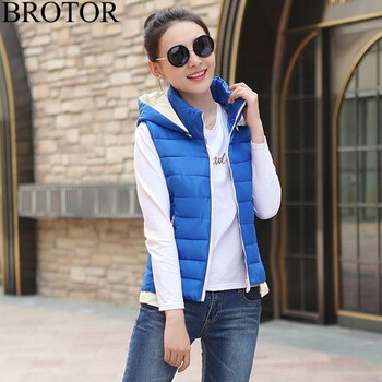 BROTOR2015秋装新款马甲羽绒服棉服韩版连帽时尚外套Y771 蓝色 L