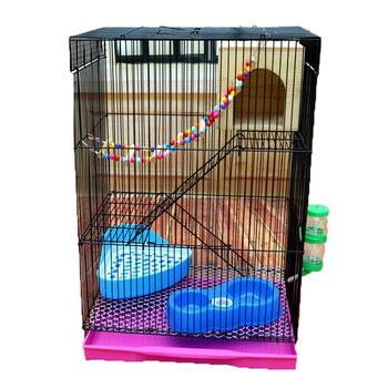 三层魔王松鼠笼子 蜜袋鼯笼子飞鼠黄山雪地加粗大号标笼别墅笼子 三层