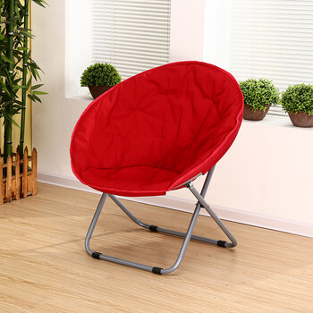 月亮椅折叠椅子便携午休椅户外躺椅沙发椅单人椅子现代简约懒人 红色