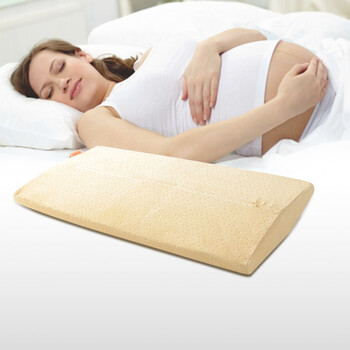 吉可佳 睡眠腰垫 记忆棉三角靠垫 孕妇腰垫 老年人腰枕 腰椎护腰垫 天鹅绒米黄色