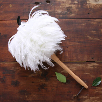 鸡毛掸子家用除尘掸子扫灰尘除尘 白色公鸡毛装饰掸子 榉木柄