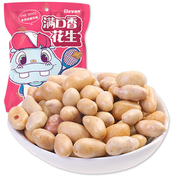 ileven 坚果食光 休闲零食 怀旧坚果 满口香原味花生220g
