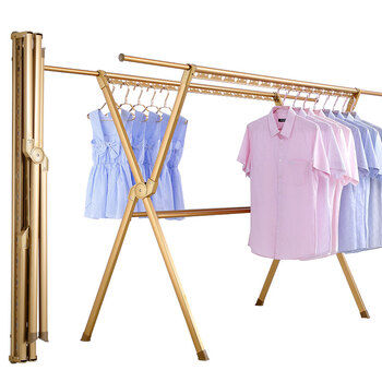 晾衣架落地折叠室内外卧移动伸缩户外家用双杆式晒被子阳台晒衣架 铝