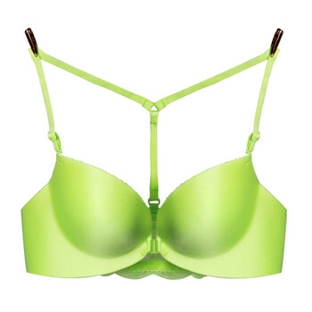 俏沐前扣y型美背蕾丝女文胸 性感一片式光面无痕无钢圈聚拢露背内衣