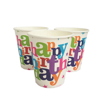 孩派 儿童生日派对用品 生日聚会 一次性纸杯 生日快乐杯子/6个