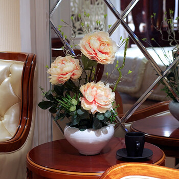 牡丹高仿真花套装客厅玄关假花摆件花艺装饰室内绢花盆栽仿真花卉