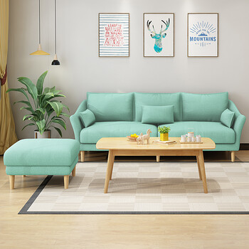 贝特森 沙发 布艺沙发 北欧小户型三人位组合 日式客厅家具 薄荷绿