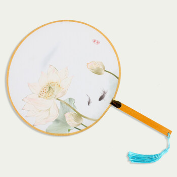古典团扇宫扇圆扇子古代扇女扇圆形扇汉服cos舞蹈扇 白色 荷塘清趣