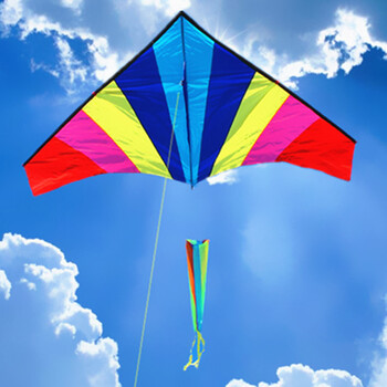 潍坊风筝儿童风筝线轮彩虹三角大型草原微风易飞好飞风筝 2米彩虹风筝