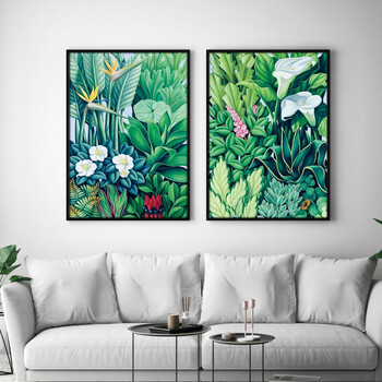 泽木仓/候美绿色植物森系现代抽象客厅装饰画双联画沙发背景简约餐厅