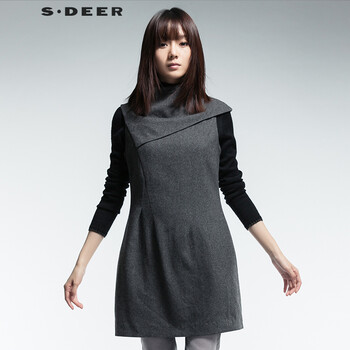 圣迪奥 sdeer设计感小高领背心裙S12481264 德国灰/87 L(170/88A)