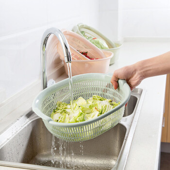 长源东谷家用素色双层洗菜盆厨房沥水盆塑料水果篮沥水篮果盘洗菜篮子