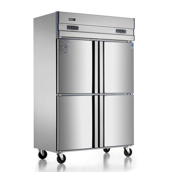 fest四门冰箱1000l不锈钢暗管冷柜冰柜商用双机双温立式冷藏冷冻柜