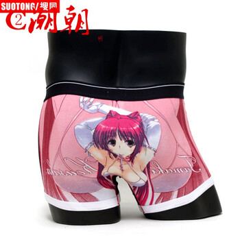 c2潮朝男士内裤卡通平角裤可爱漫画内裤男式平角内裤底裤衩 红色 m