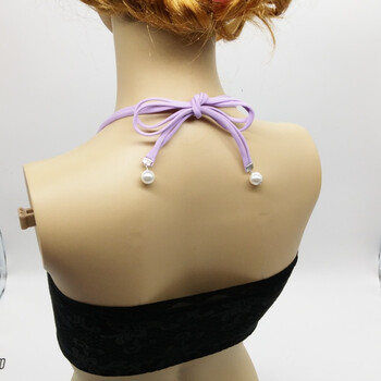 1件双根弹力挂脖肩带 系蝴蝶结文胸胸罩带子内衣带 宽钩 浅紫色 珍珠