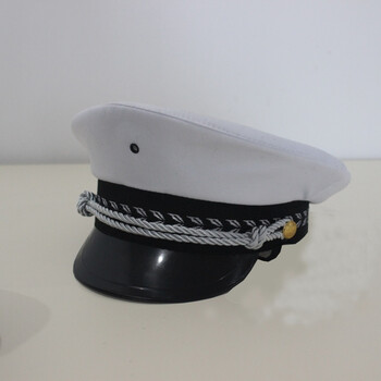 海军帽男女儿童空军飞行员演出警察帽子水手船长帽幼儿大盖帽 白色大