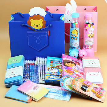 六一礼物 可爱学生文具套装礼盒礼包 8件套小学生文具生日 套餐十三低