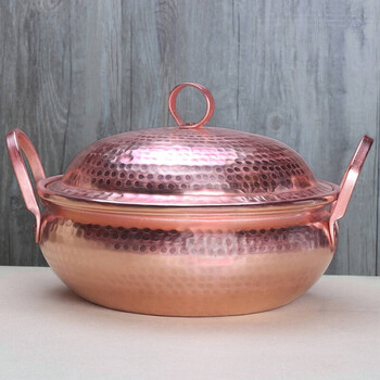 铜锅铜汤锅铜加厚紫铜锅手工铜砂锅铜火锅汤盆洋芋焖饭 35#偏浅_ 11折