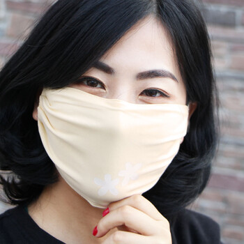 口罩 女防尘春夏季防晒透气可清洗莫代尔口罩易呼吸 浅黄色