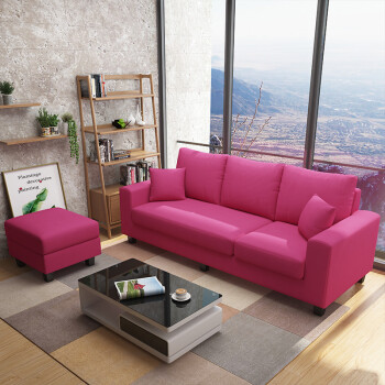 凯蒙豪创 沙发 布艺沙发 北欧小户型三人位沙发 日式转角沙发组合 玫
