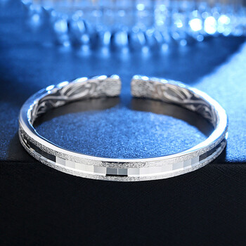 琉光开口手镯女999纯银镯子送女友简约学生闺蜜森系手环银饰 银梦琉光